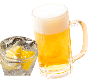 ビール、ハイボールなどのアルコール類のドリンク